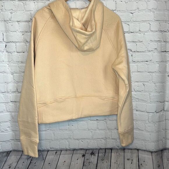 Micoson Fleece Lined Yellow Hoodie 1/2 Zipper Cropped Thumb Hole size xl - Picture 5 of 7
